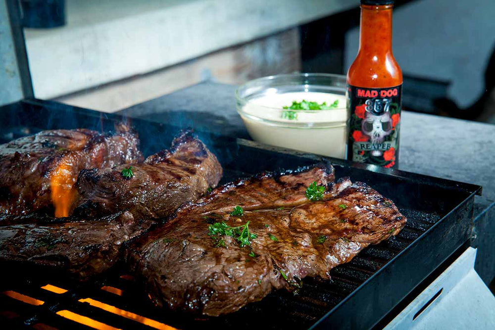 BBQed Steaks with an Unforgettable Sriracha Sauce