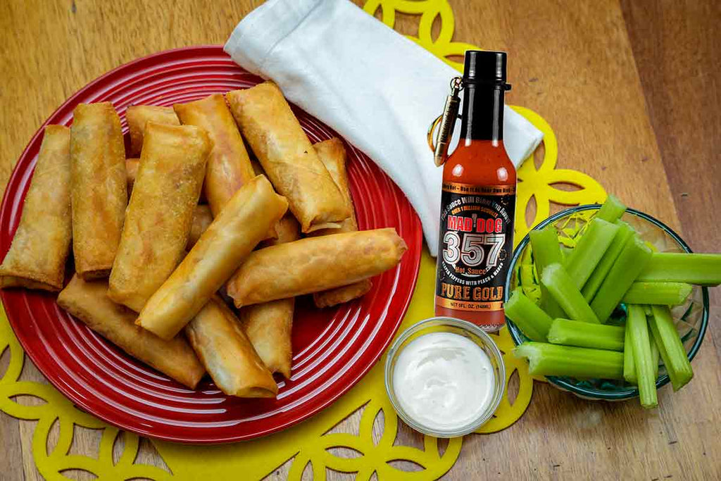 Fiery Buffalo Wing Egg Rolls Mad Dog 357 Pure Gold blog