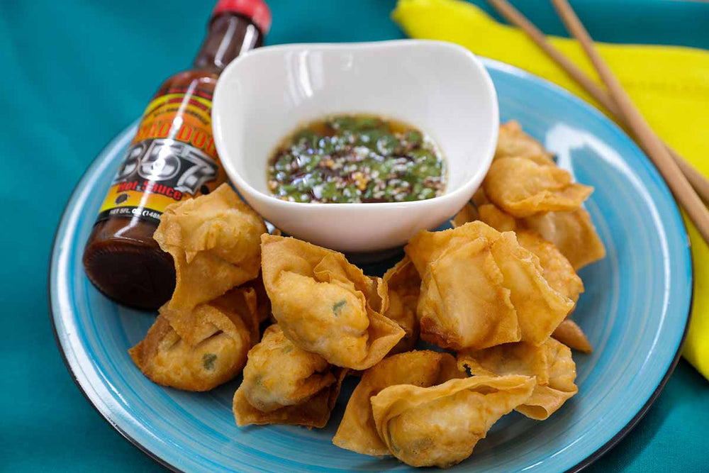 Chinese Wontons with Cheeky Chili Dipping Sauce