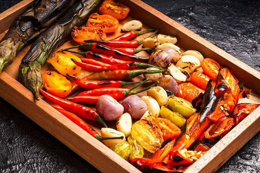 Grilled Vegetables with Mad Dog 357 Pure Gold Hot Sauce