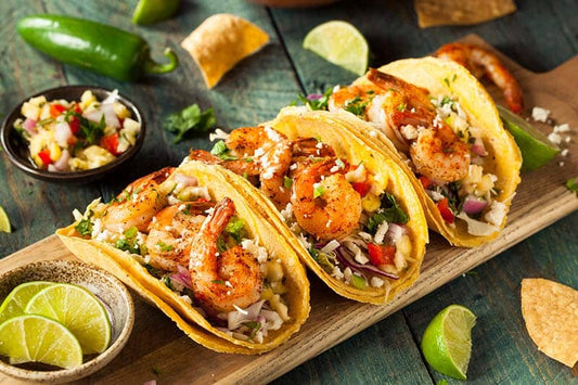 Homemade Spicy Shrimp Tacos with Mad Dog 357 Pure Gold Edition