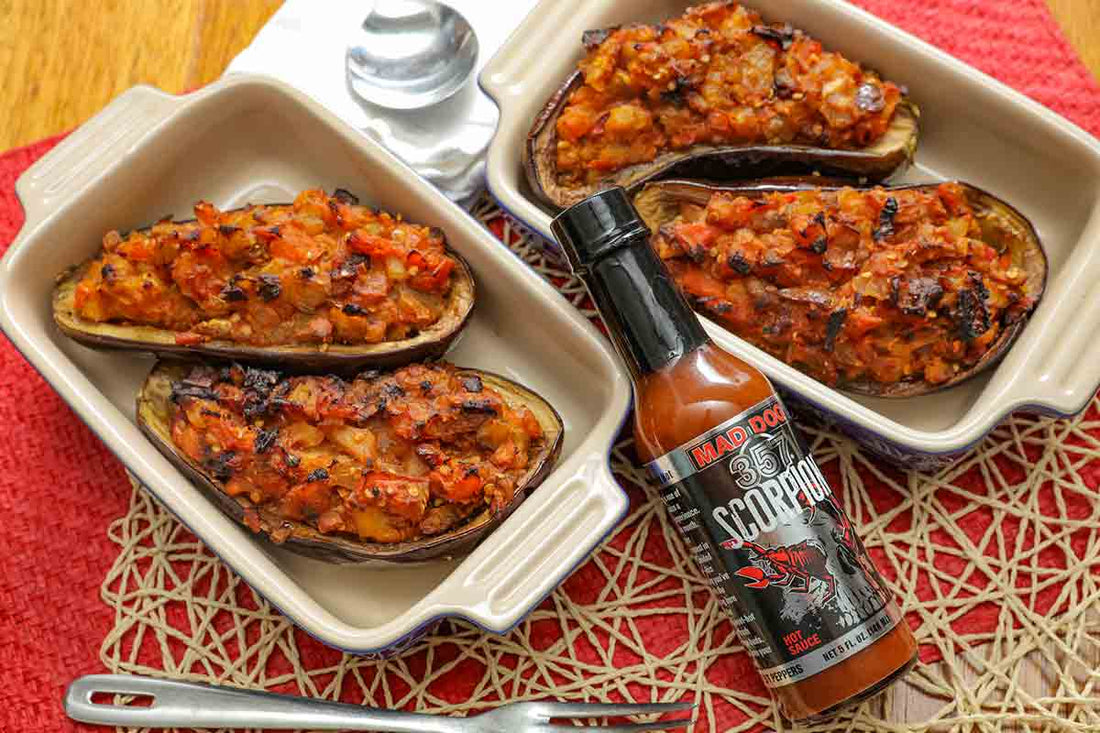 Scorpion Stuffed Eggplants