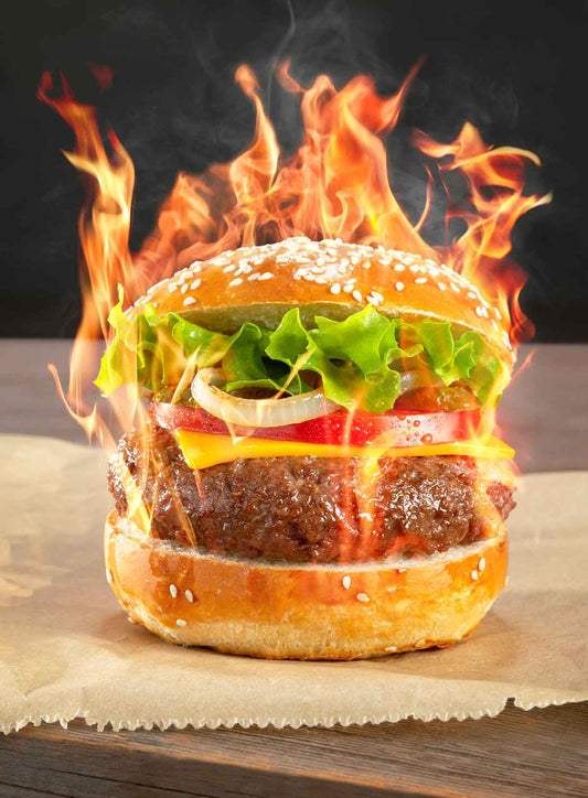 The World’s Hottest Burger in Flames with Mad Dog 357 Silver Edition